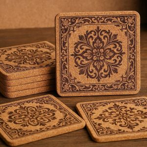 15 Square Cork Coasters Vintage Decorative Coaster Set Absorbent Wood Desktop Protection Mats For Restaurant Caf?? Bar
