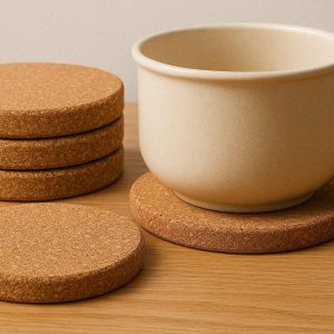 Thick Cork Coasters Heavy Duty Round Wooden Drink Mats Heat Insulated Absorbent Pad Set For Hot Pots