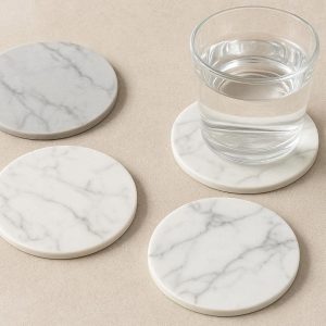 Marble Silicone Coasters Elegant Faux Stone Drink Mat Set Non Slip Flexible Vanity Cup Coasters For Living Room