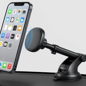 Magnetic Car Phone Mount Dashboard Windshield Cellphone Holder Long Adjustable Extension Arm Suction Cup Stand Station