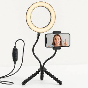 Ring Light Phone Stand Flexible Tripod Holder Live Streaming Video Recording Selfie Desktop Light Mount Station