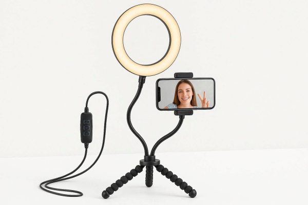 Ring Light Phone Stand Flexible Tripod Holder Live Streaming Video Recording Selfie Desktop Light Mount Station