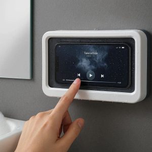 Shower Waterproof Phone Holder Wall Mount Sealed Storage Stand Touchscreen Box Accessory For Bathroom Bathtub Mirror