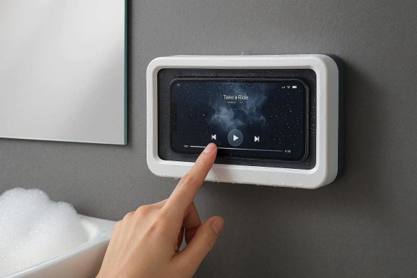 Shower Waterproof Phone Holder Wall Mount Sealed Storage Stand Touchscreen Box Accessory For Bathroom Bathtub Mirror